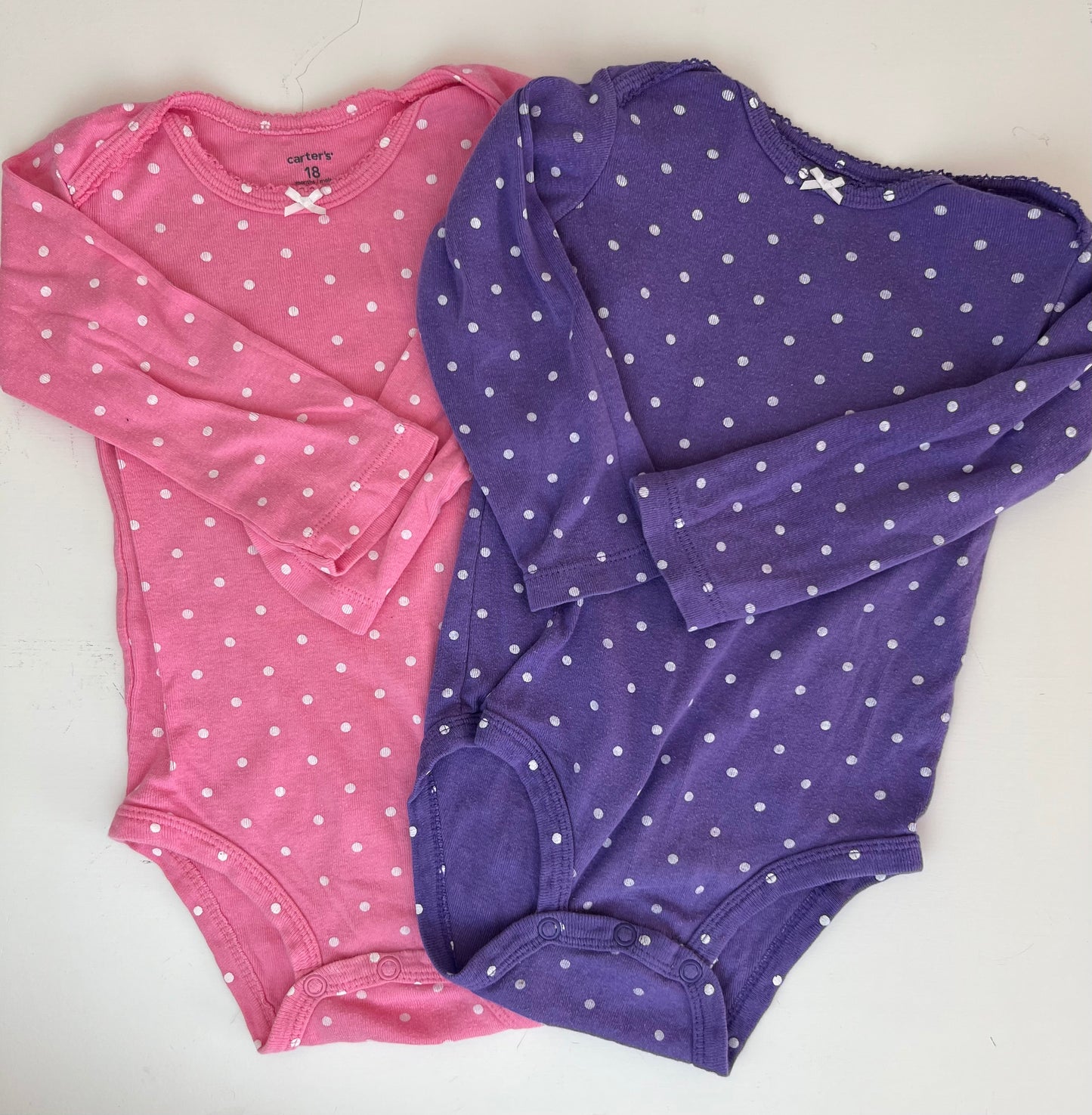 Carter's Long Sleeved Polka Dot Onesie Bundle
