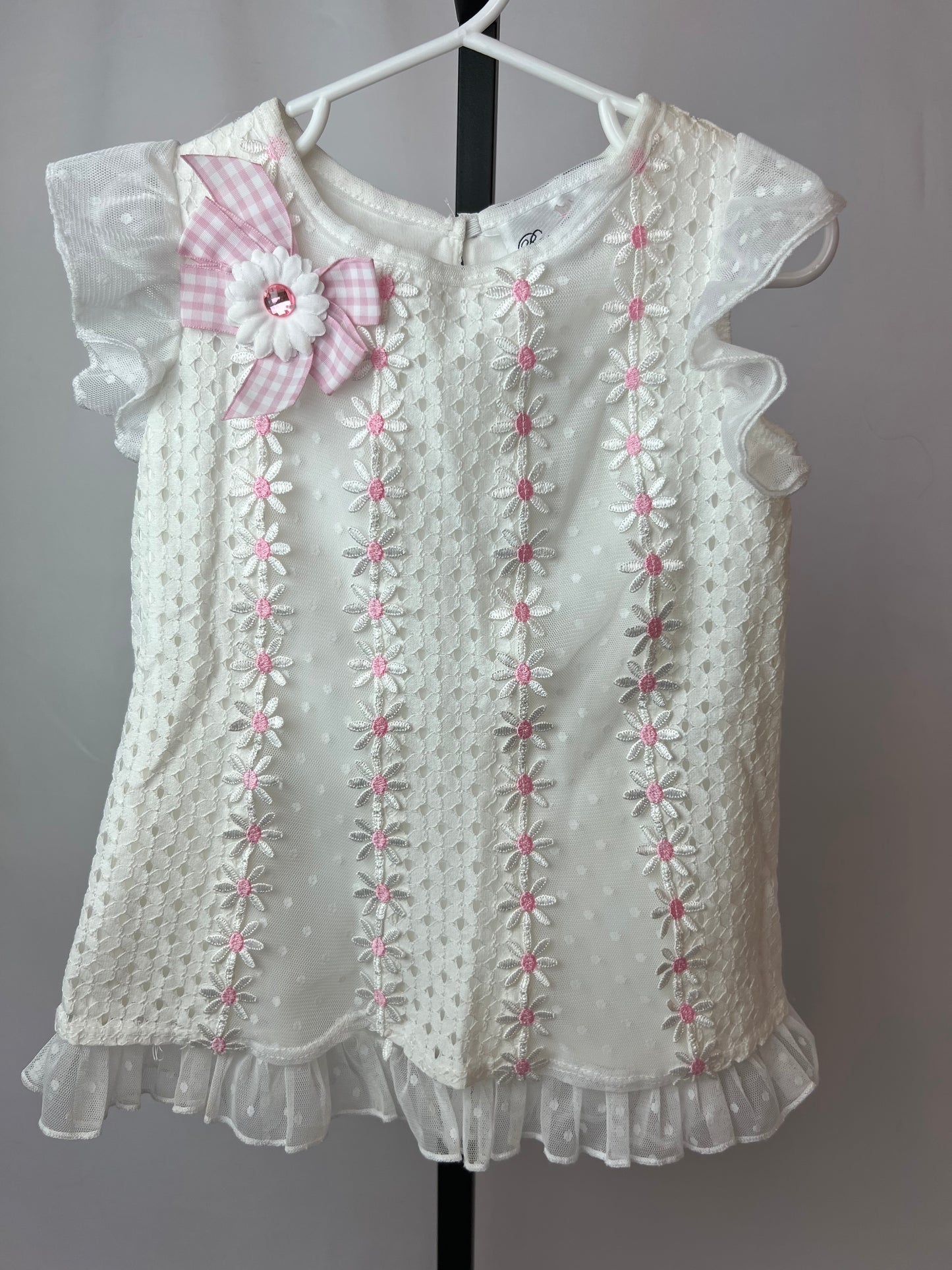 Rare Editions Flowered Short Sleeved Lace Dress