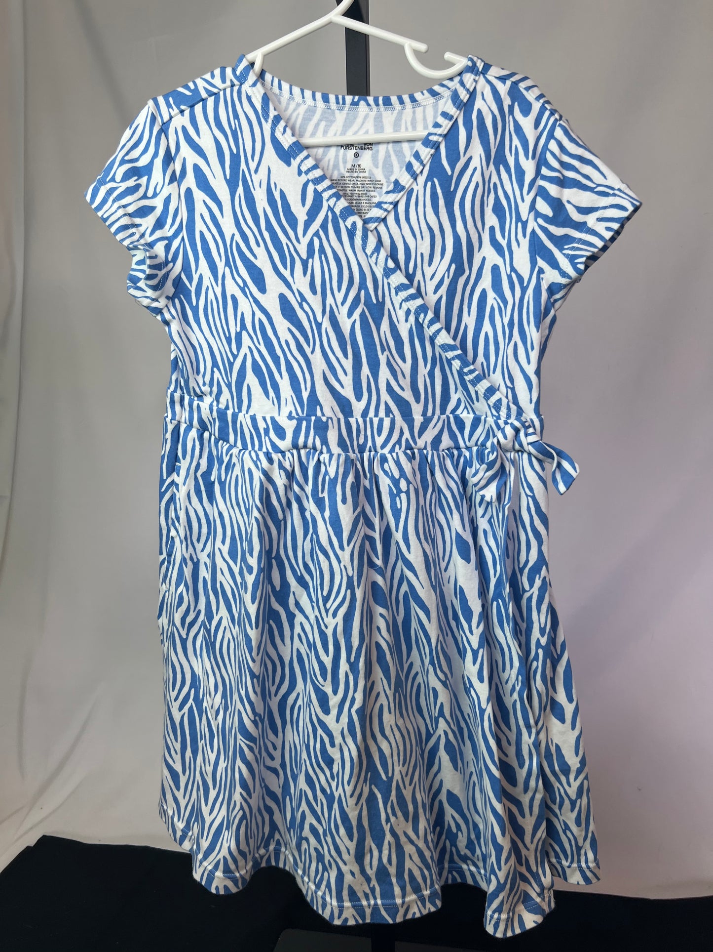Diane Von Furstenberg Zebra Print Short Sleeved Wrap Dress