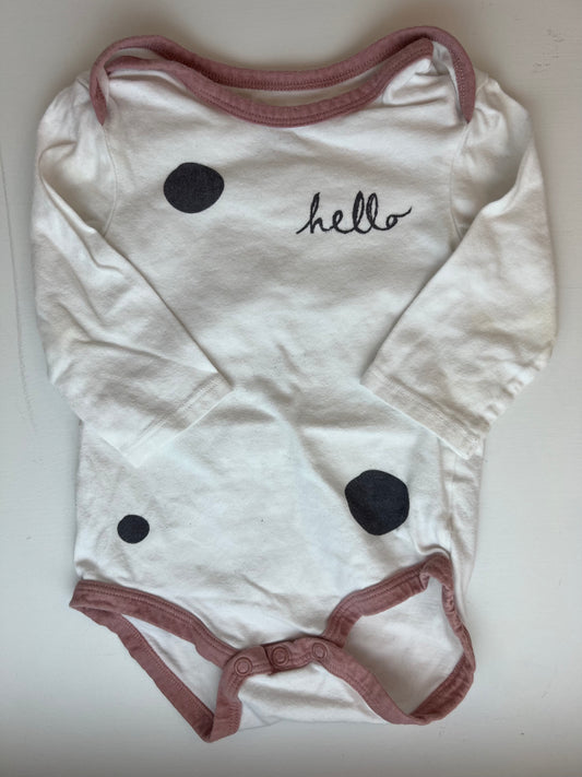 Mamas and Papas Long Sleeved Hello Onesie