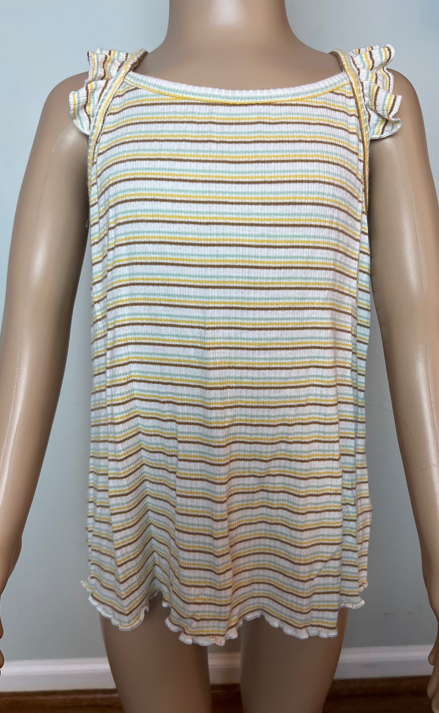 Art Class Striped Ruffled Tank Top