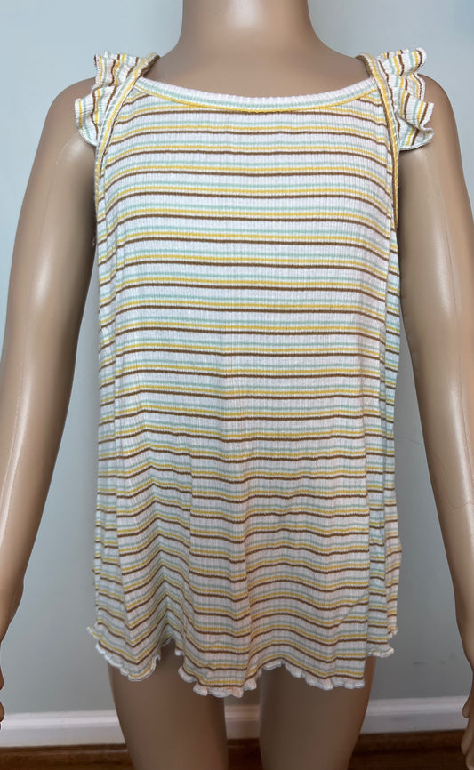 Art Class Striped Ruffled Tank Top