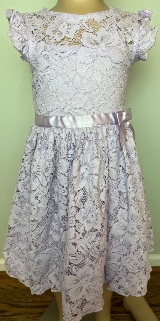 Pink & VIolet Capped Sleeved Lace Dress