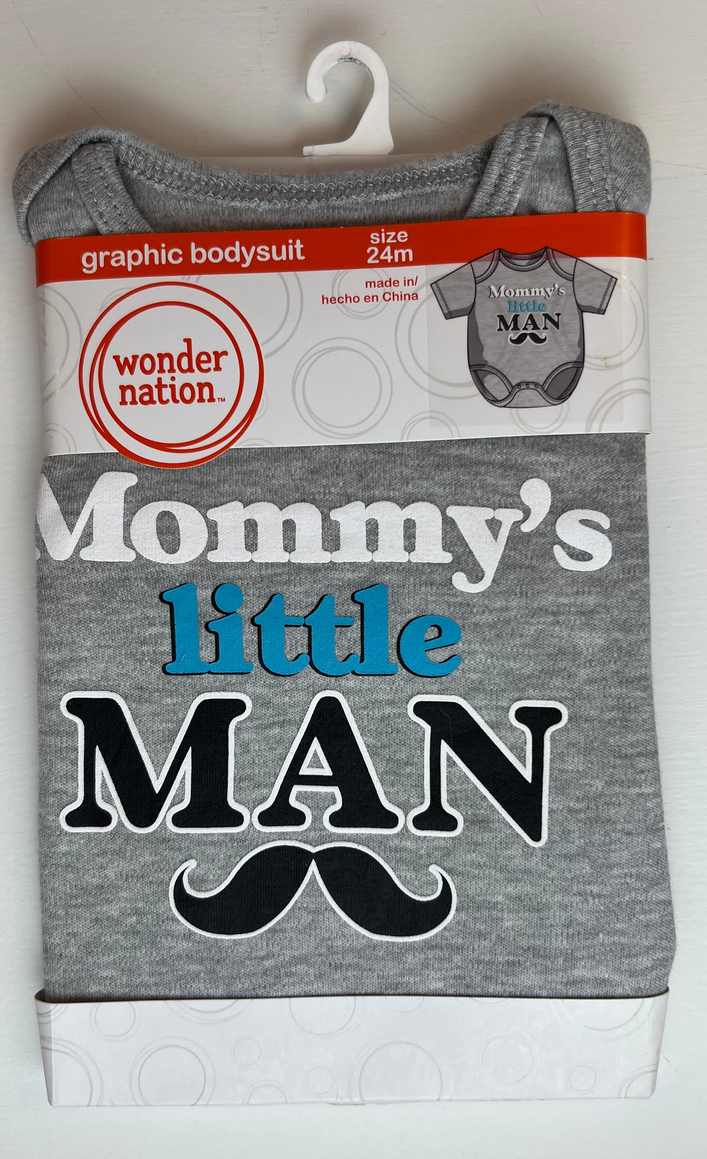 Tags on!  Wonder Nation Mommy's Little man Onesie