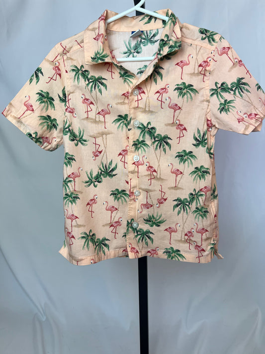 Old Navy Flamingo Short Sleeved Button Down