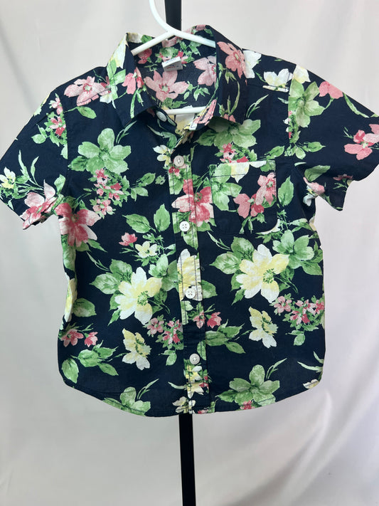 Old Navy Floral Short Sleeved Button Down Shirt